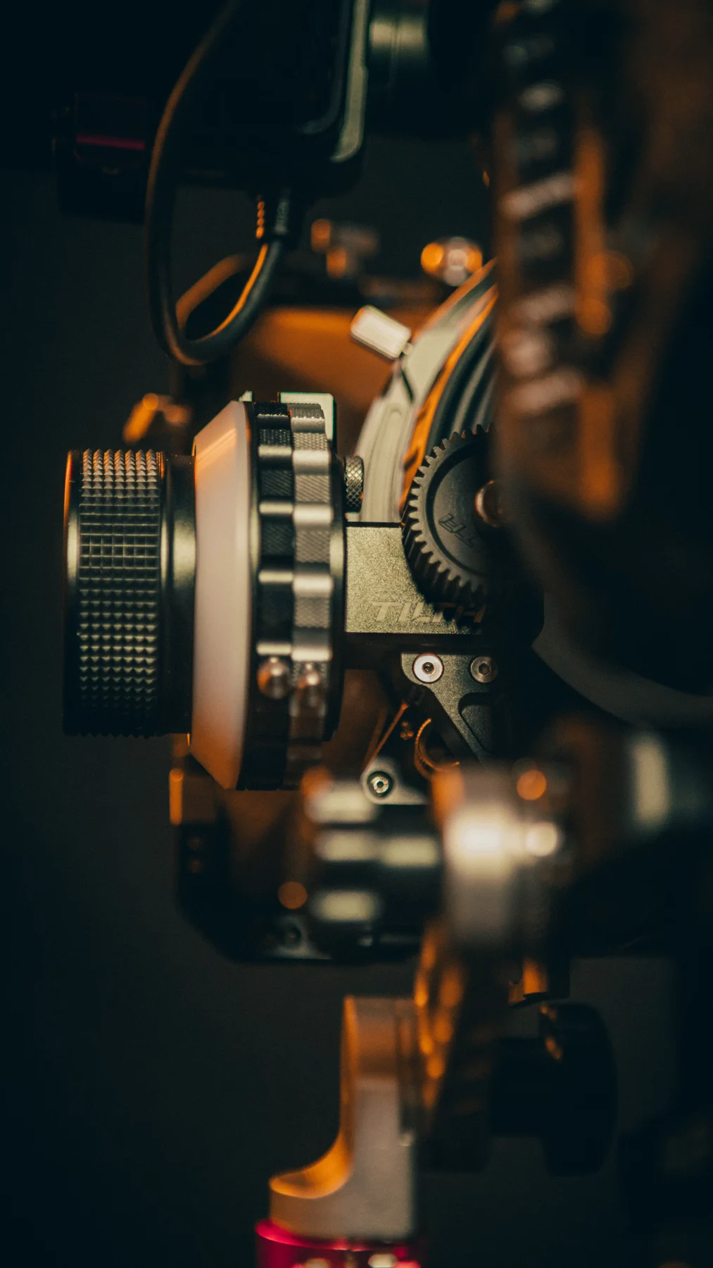 Detailed view of a professional cinema camera lens